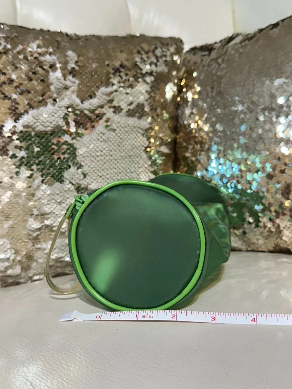 Clinique Green Cylinder Makeup Bag Cosmetic Case Travel Pouch Clear Pull GWP